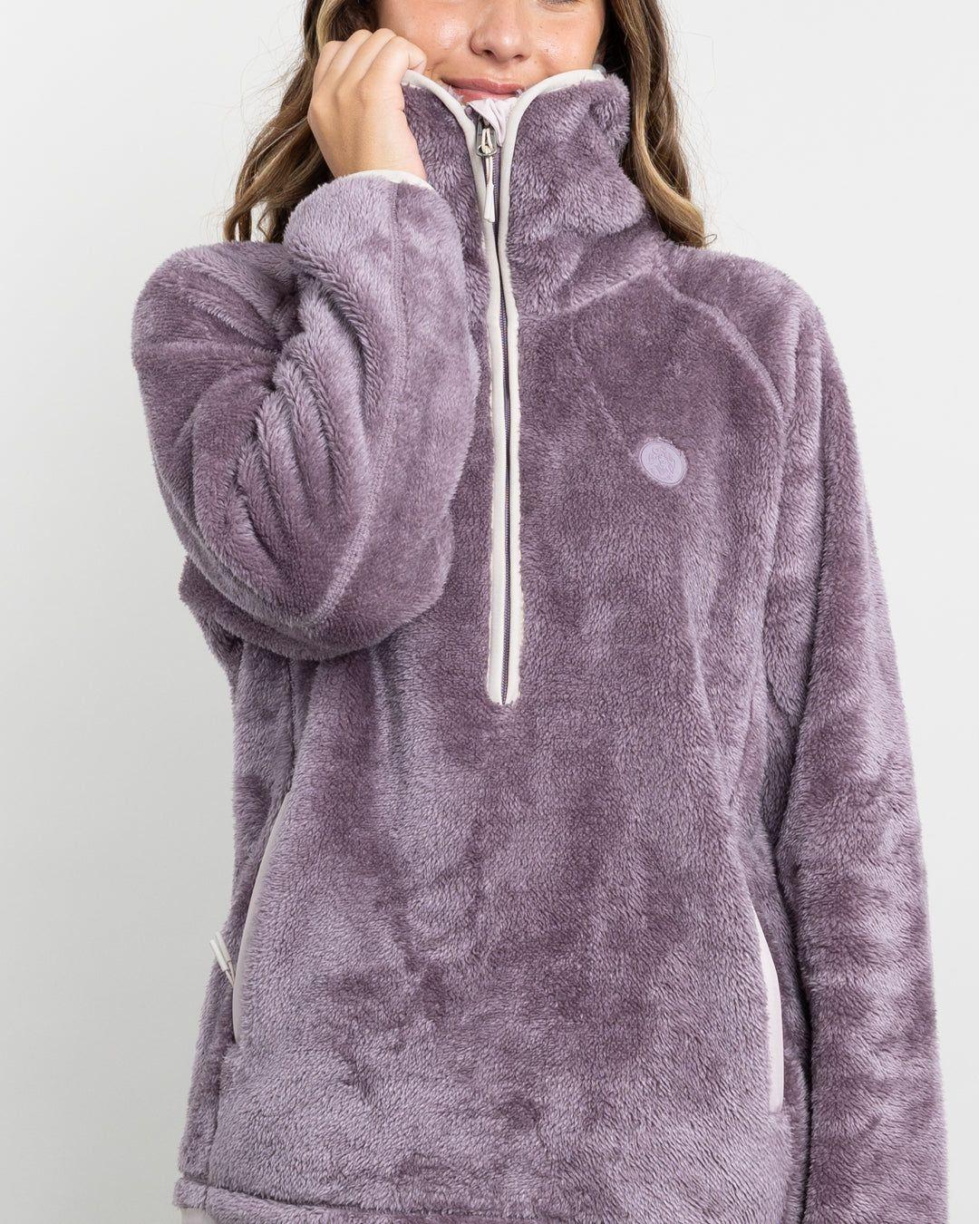 Poleron mujer Polar Shaggy Bonded medio cierre Lila Polemic-3