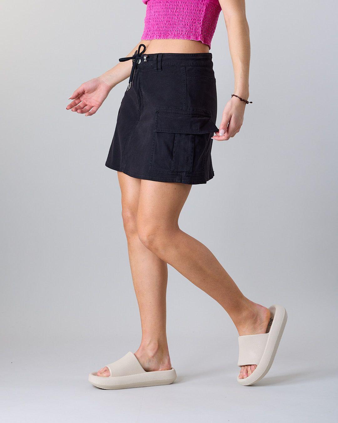 Falda Cargo Mujer Canvas con short interior Negro Polemic-4