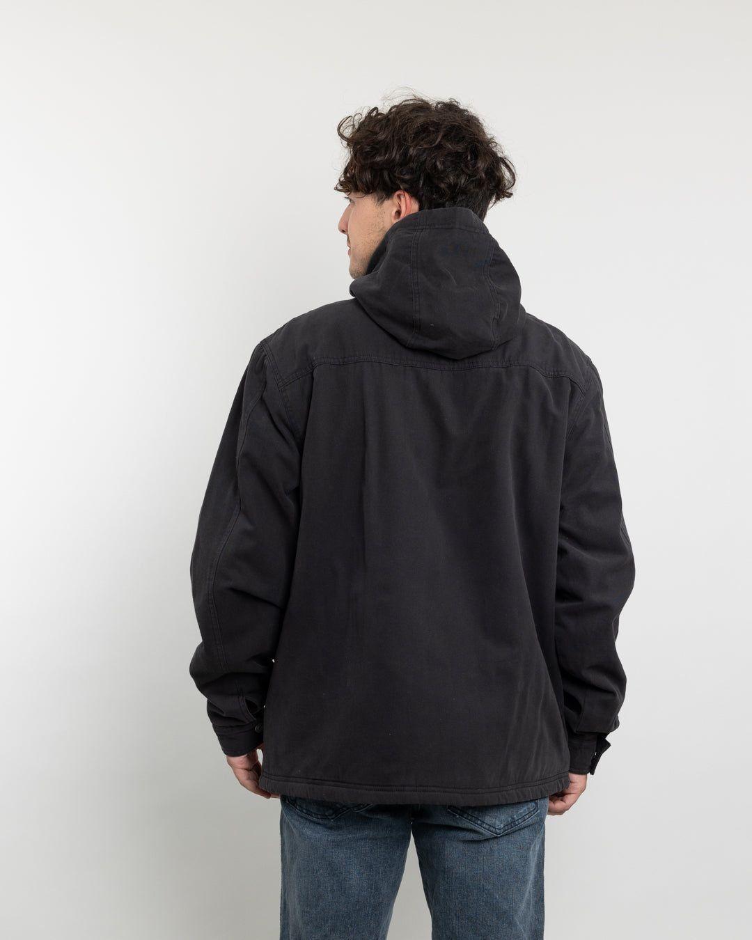 Chaqueta Canvas Hombre forrada en sherpa Negro Polemic-2