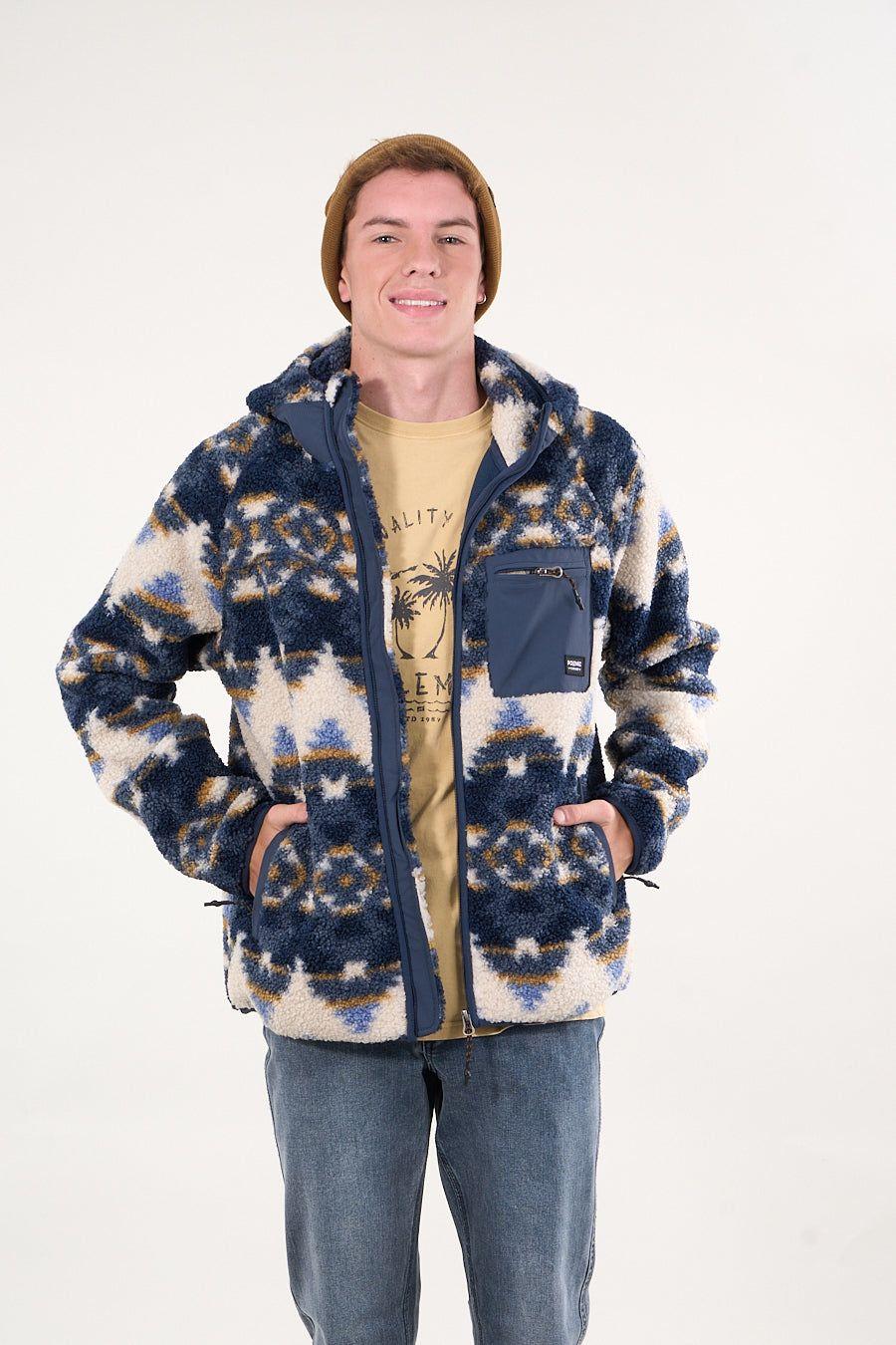 Poleron Polar Sherpa Bonded con cierre Print Azul wi8318 Polemic-3