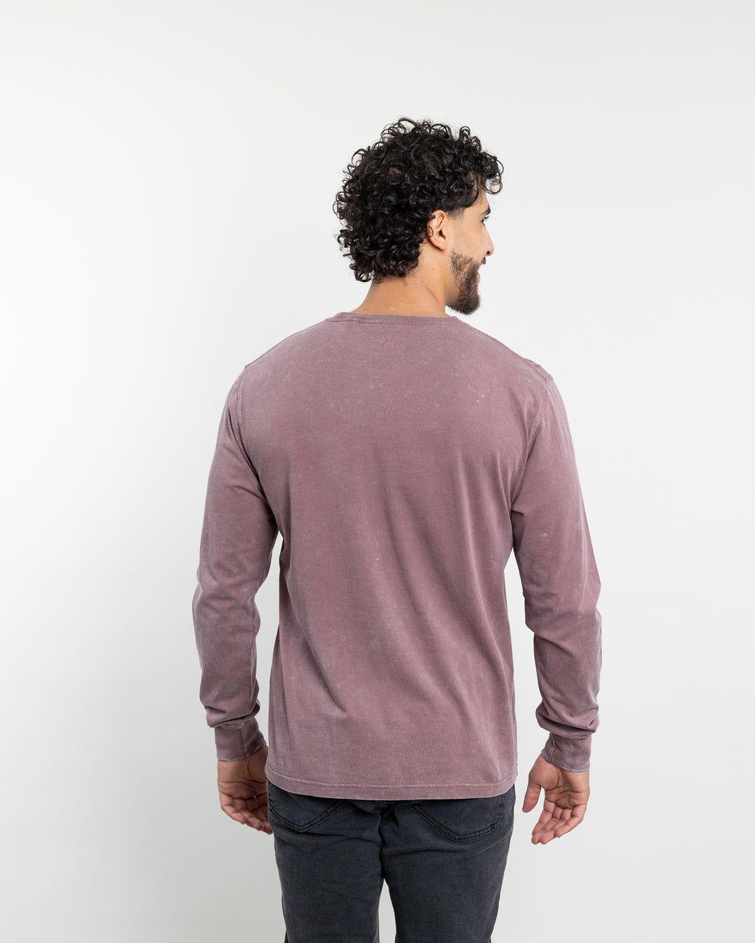 Polera manga larga hombre tela procesada Burdeo Polemic-2