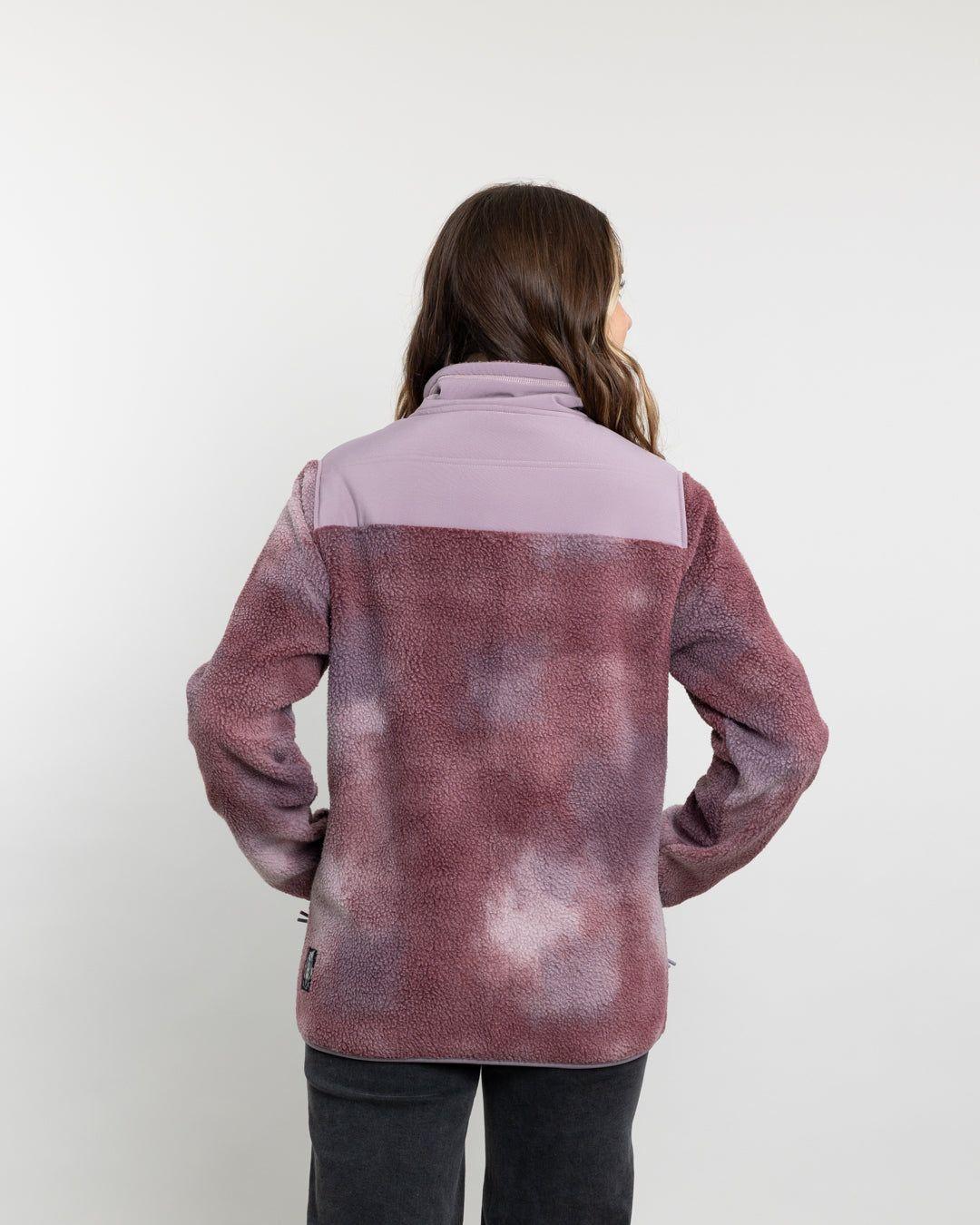 Poleron mujer polar sherpa con Acolchado plano Lila Polemic-3