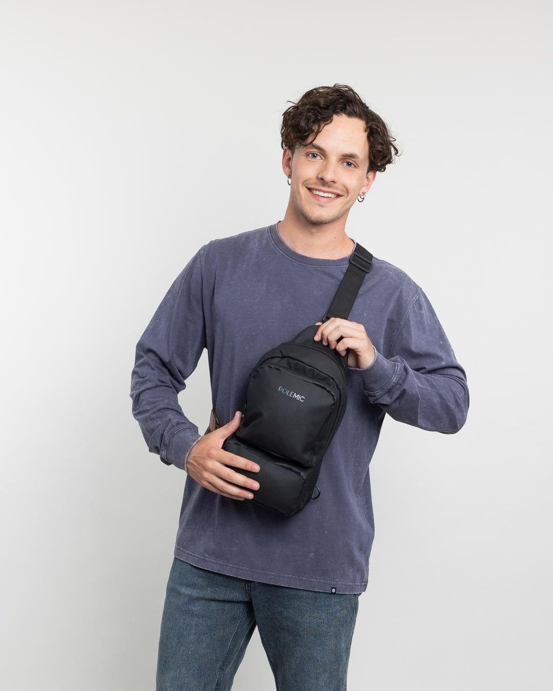 Polera manga larga hombre tela procesada Azul Polemic-4