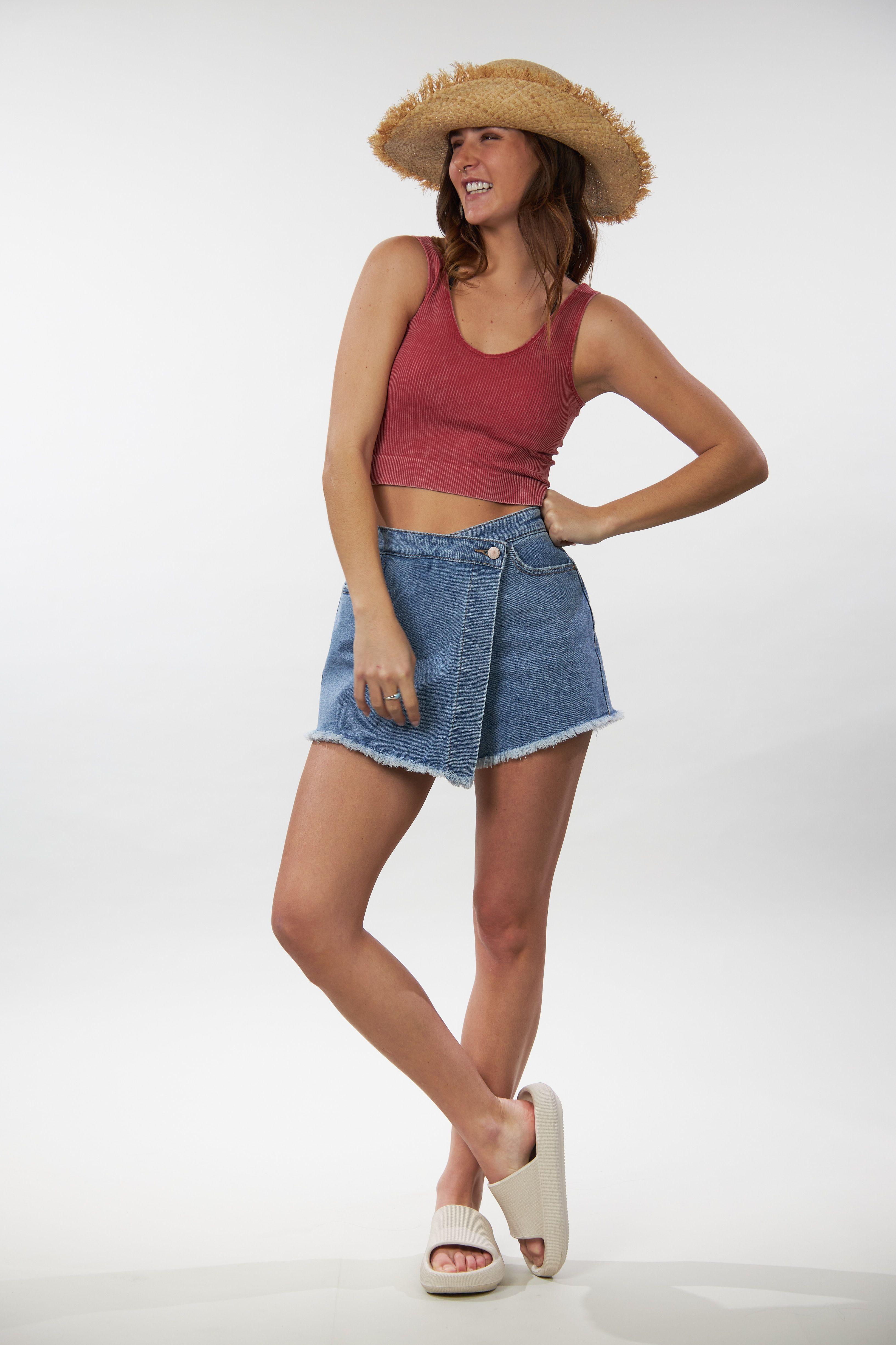 Falda short denim Celeste Polemic-0