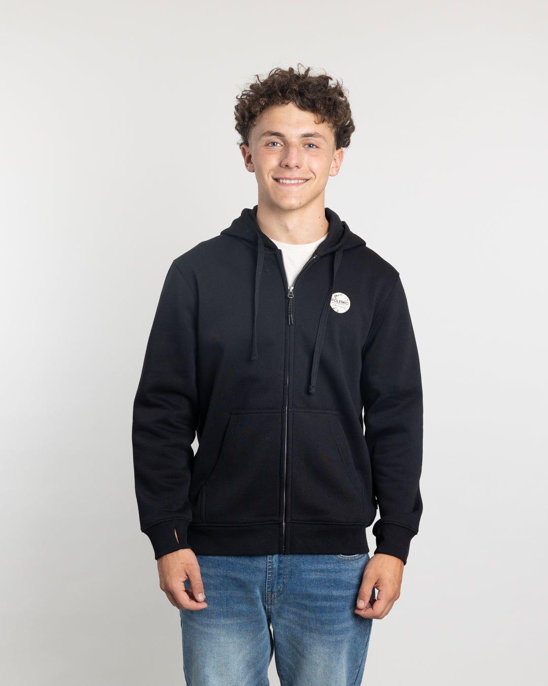 Poleron con cierre y gorro Invierno Negro niño POLEMIC-0