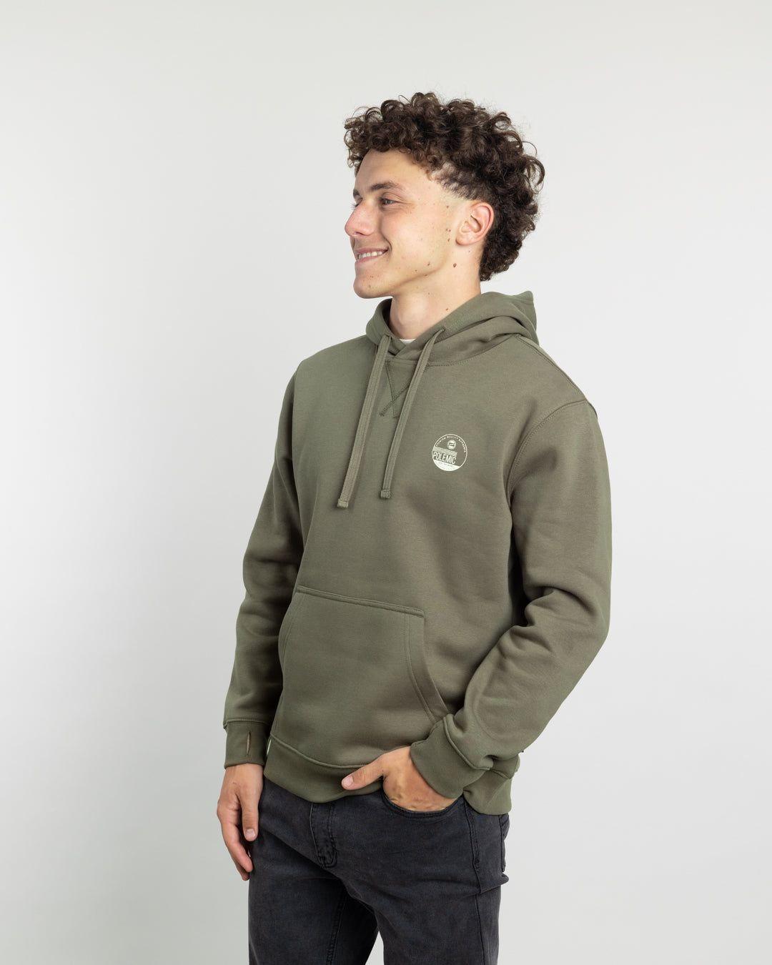 Poleron tipo canguro sin cierre Invierno Verde niño POLEMIC-2