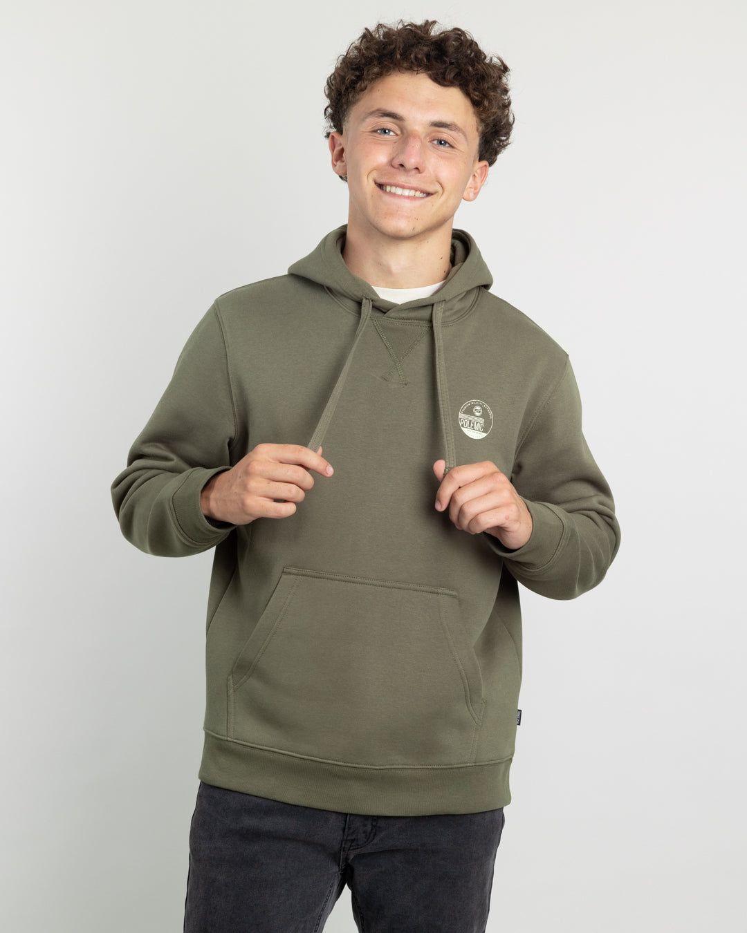 Poleron tipo canguro sin cierre Invierno Verde niño POLEMIC-4