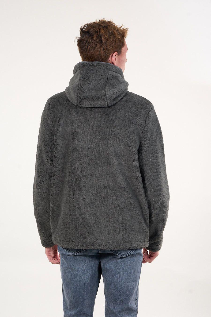 Poleron Bonded Shaggy con gorro Gris wi8301 Polemic-4