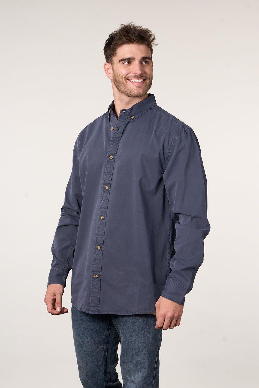 Camisa manga Larga de algodón Twill procesada wi5706 Polemic-3