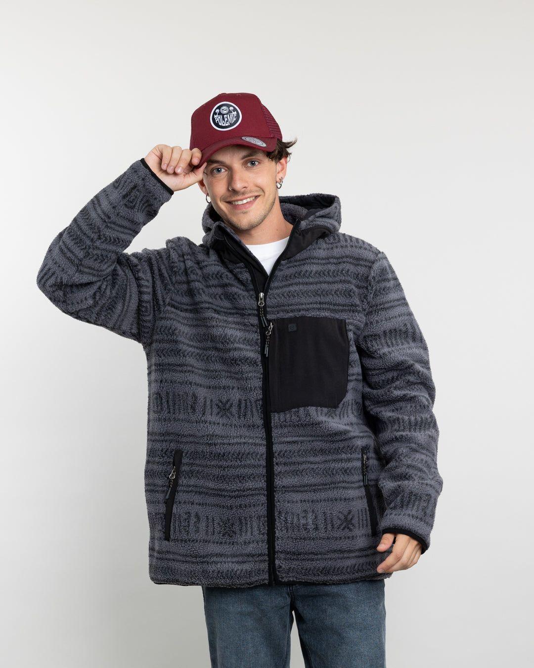 Polerón Hombre Mini Sherpa Full estampado con gorro Polemic-3