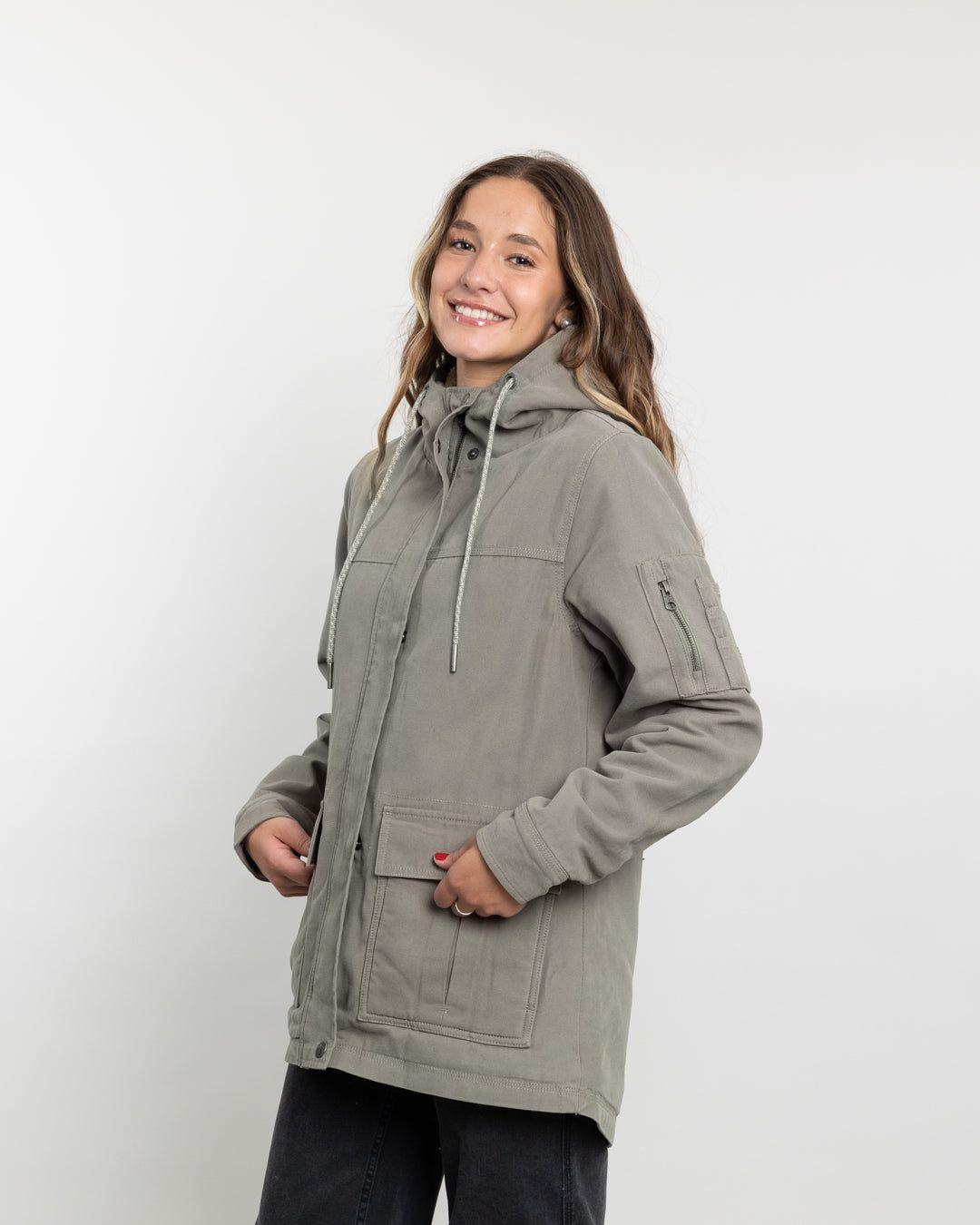 Chaqueta gabardina mujer con interior Sherpa Verde Verde Polemic-2