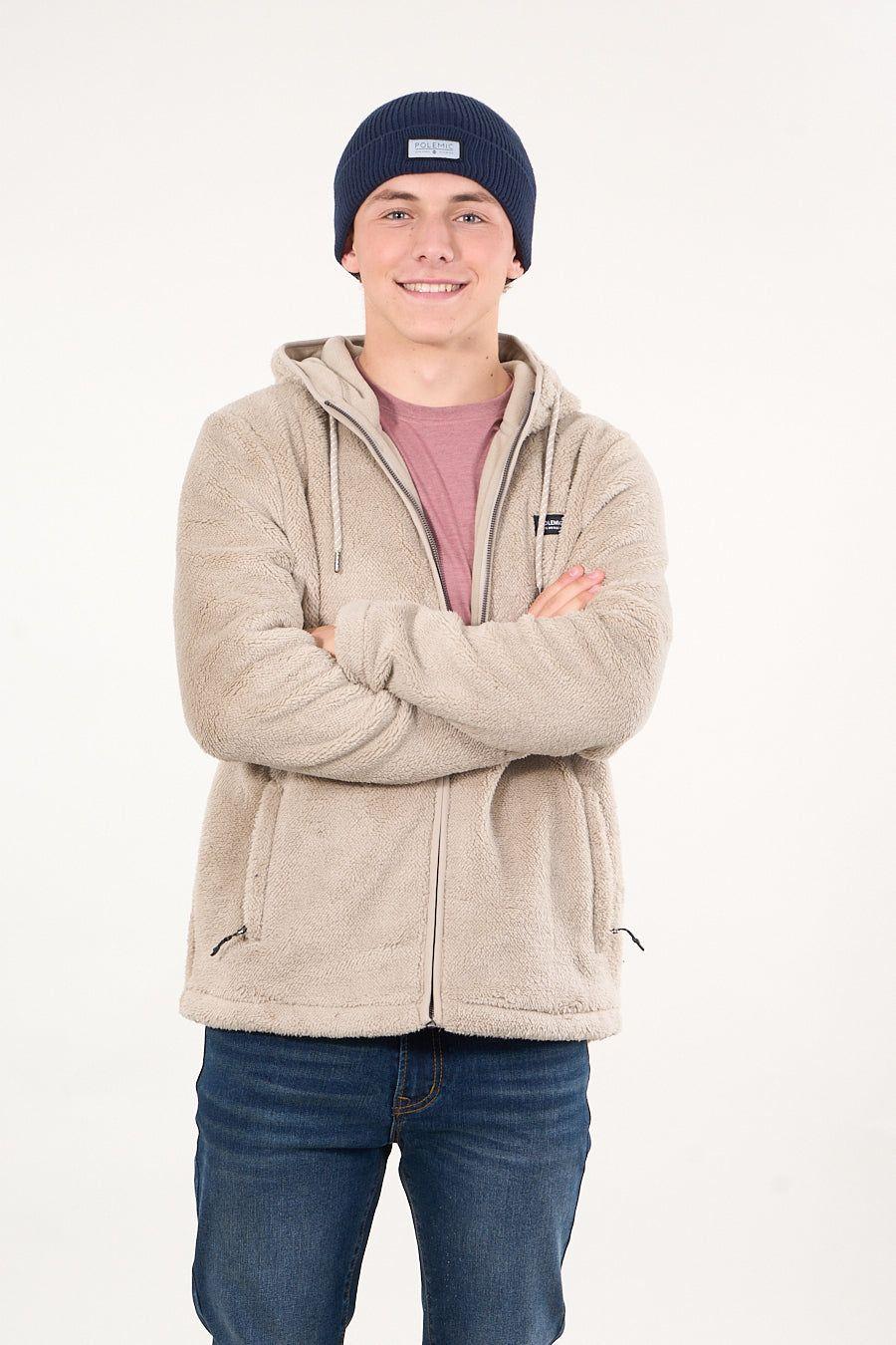 Poleron Bonded Shaggy con gorro Crudo wi8301 Polemic-2