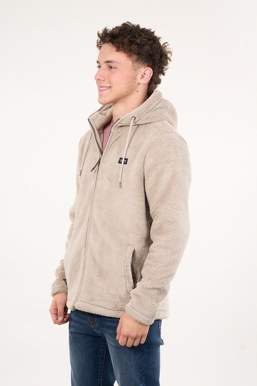 Poleron Bonded Shaggy con gorro Crudo wi8301 Polemic-3