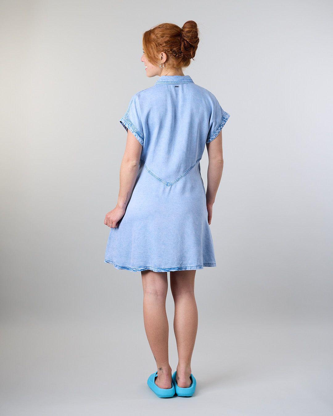 Vestido Tencel con botones camisero Celeste Polemic-1