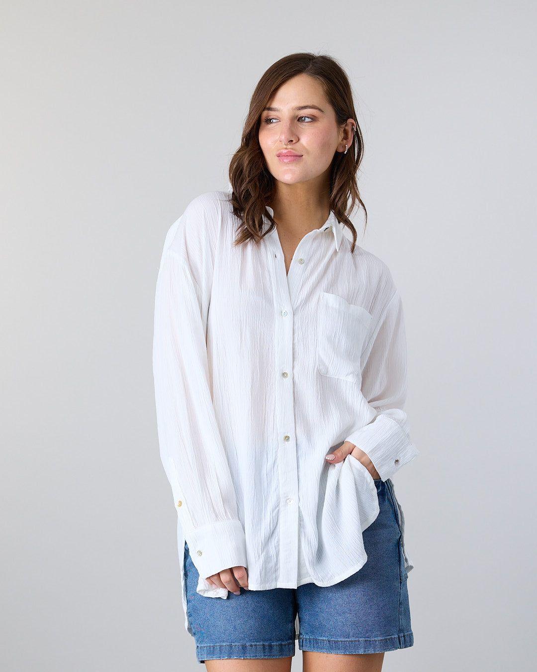 Blusa Mujer manga larga Relaxed Fit Blanco Polemic-2
