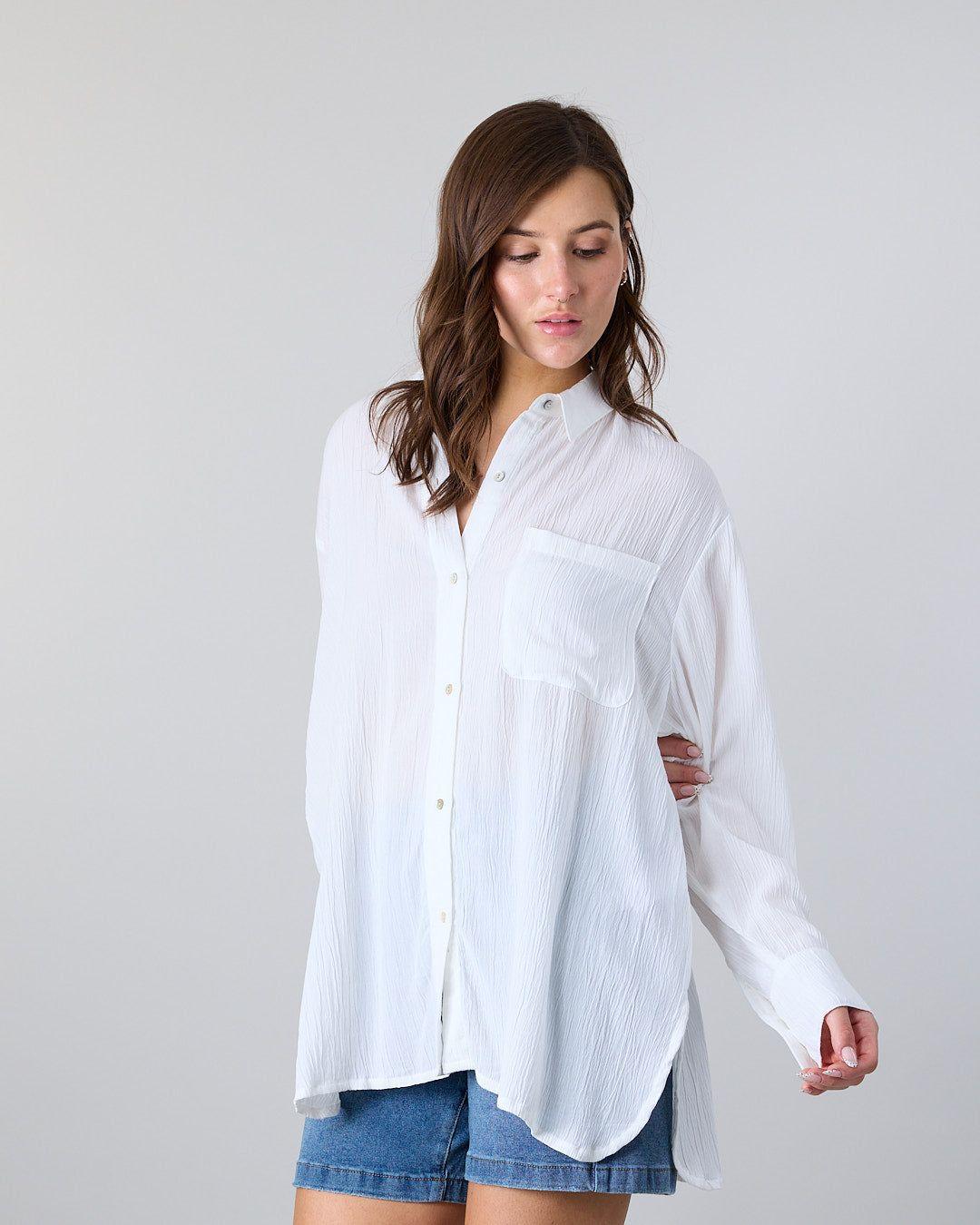 Blusa Mujer manga larga Relaxed Fit Blanco Polemic-3