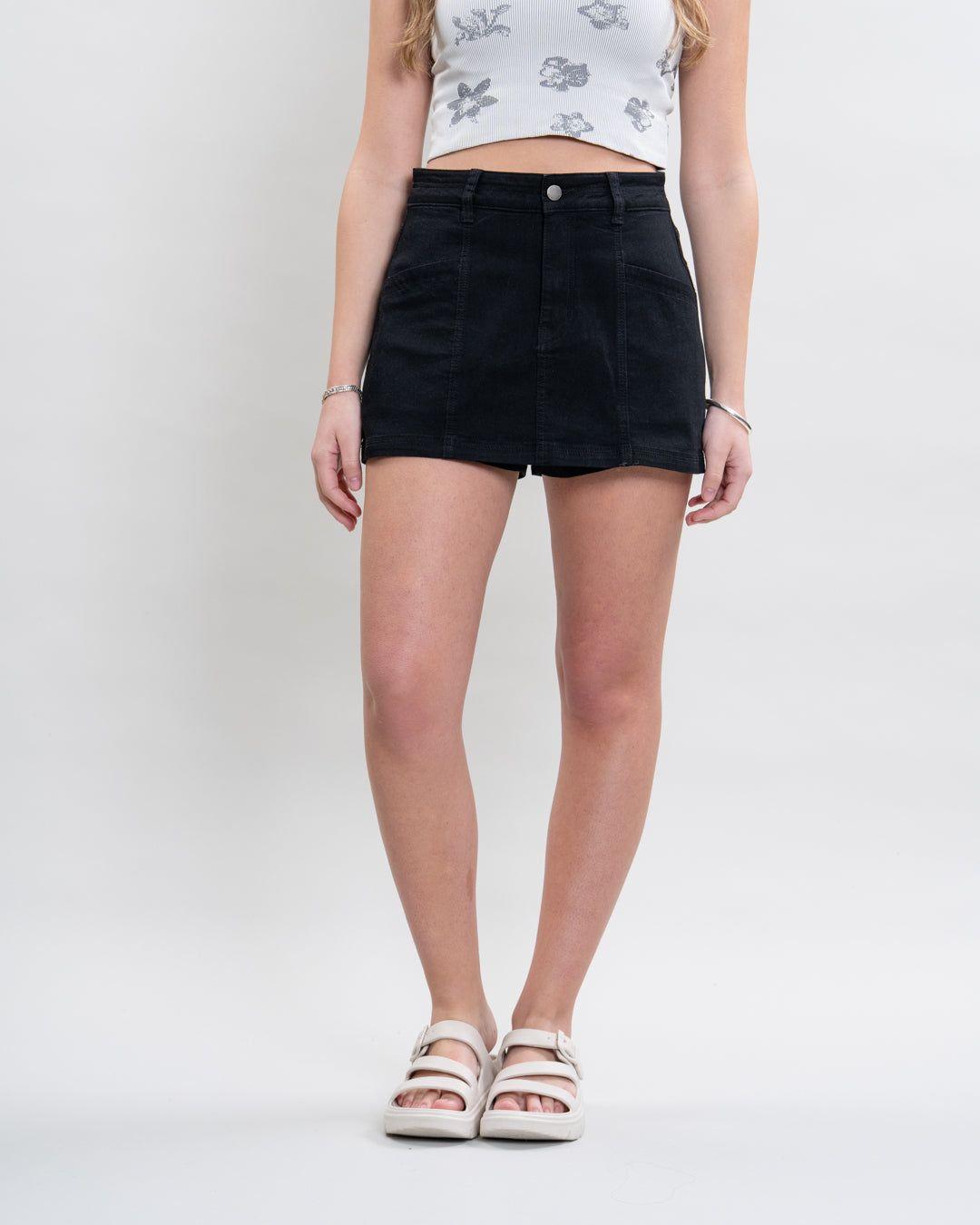 Falda short mujer Denim Negro Polemic-0