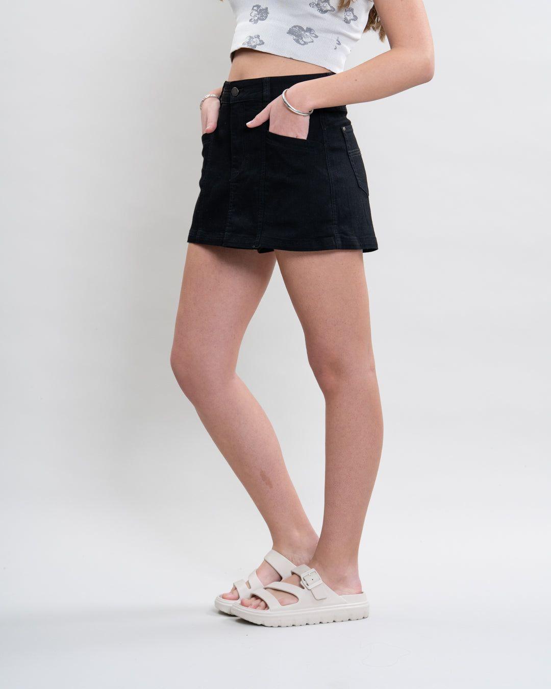 Falda short mujer Denim Negro Polemic-3