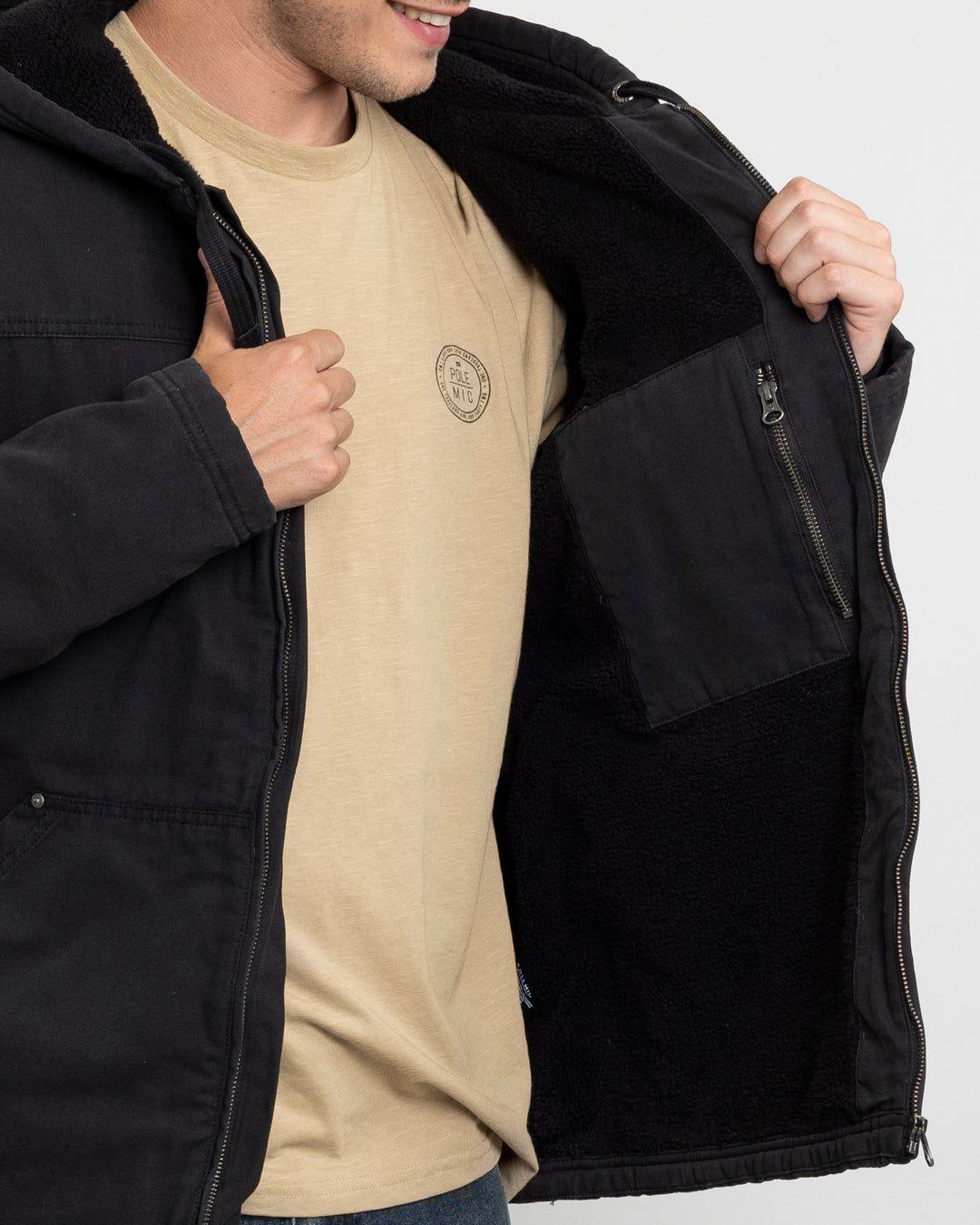 Chaqueta Canvas Hombre procesada y forrada Negro Polemic-2