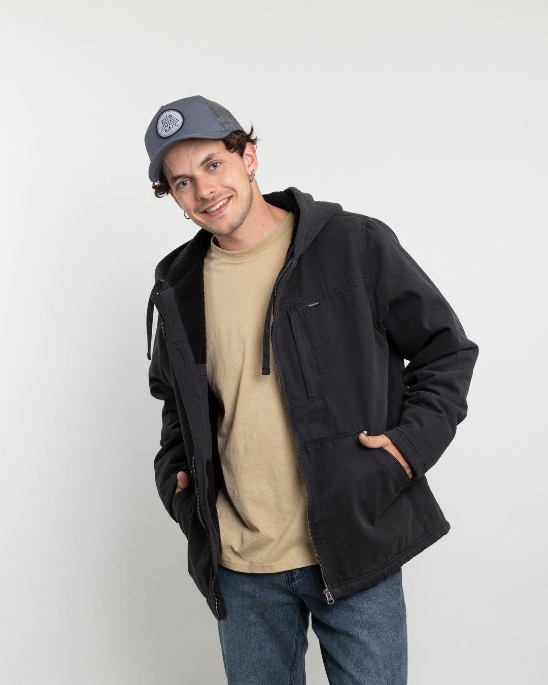 Chaqueta Canvas Hombre procesada y forrada Negro Polemic-3