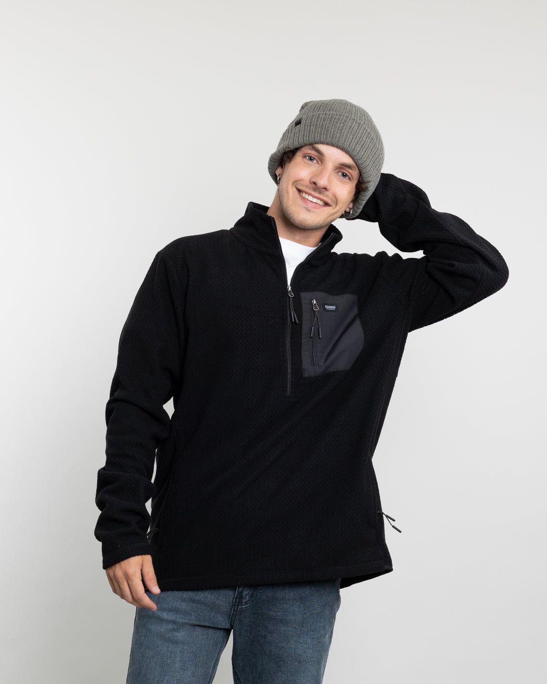 Polerón Hombre Micropolar Invierno textura Medio cierre Polemic-4