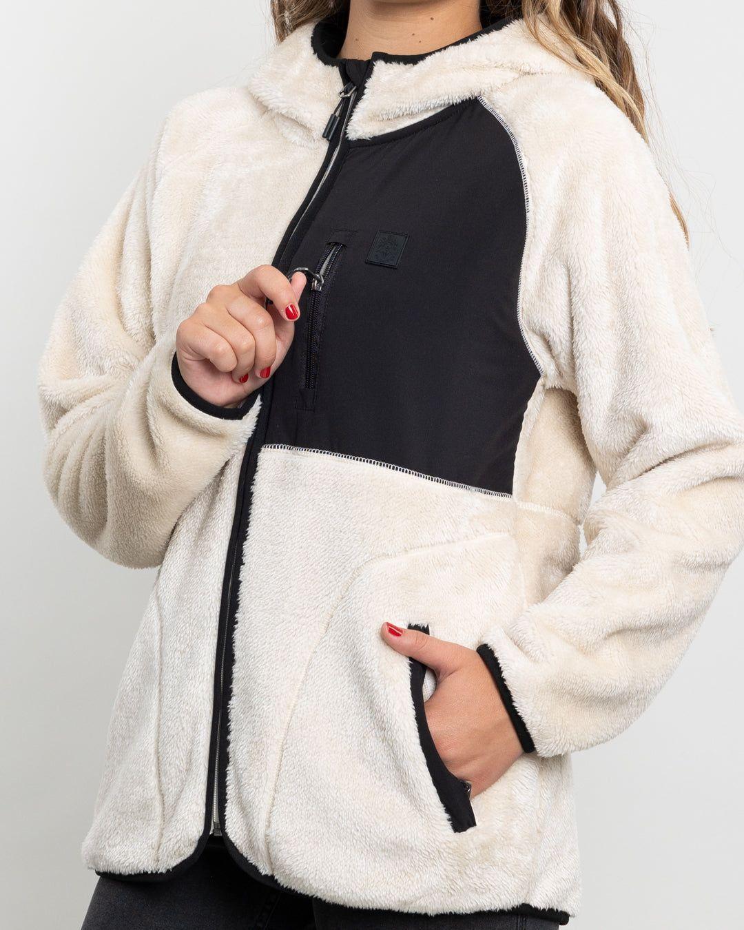 Poleron mujer Polar Shaggy Bonded con gorro Polemic-3