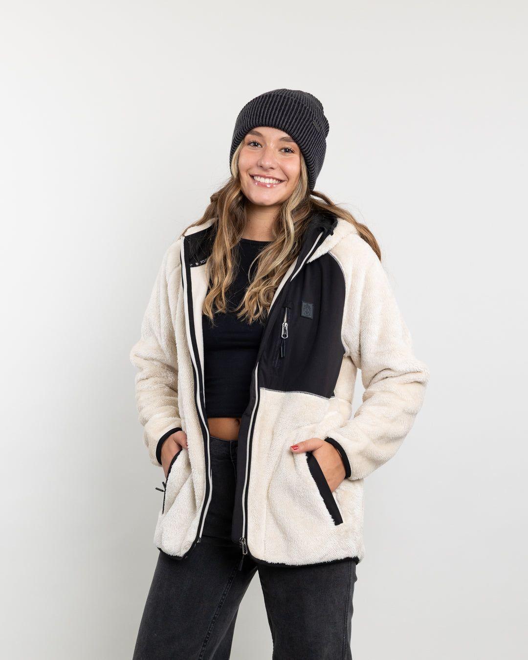 Poleron mujer Polar Shaggy Bonded con gorro Polemic-4