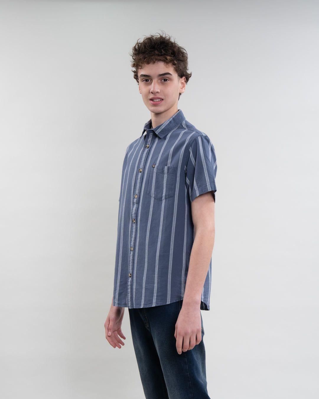 Camisa manga corta a Rayas Algodón YV5389 Polemic-2
