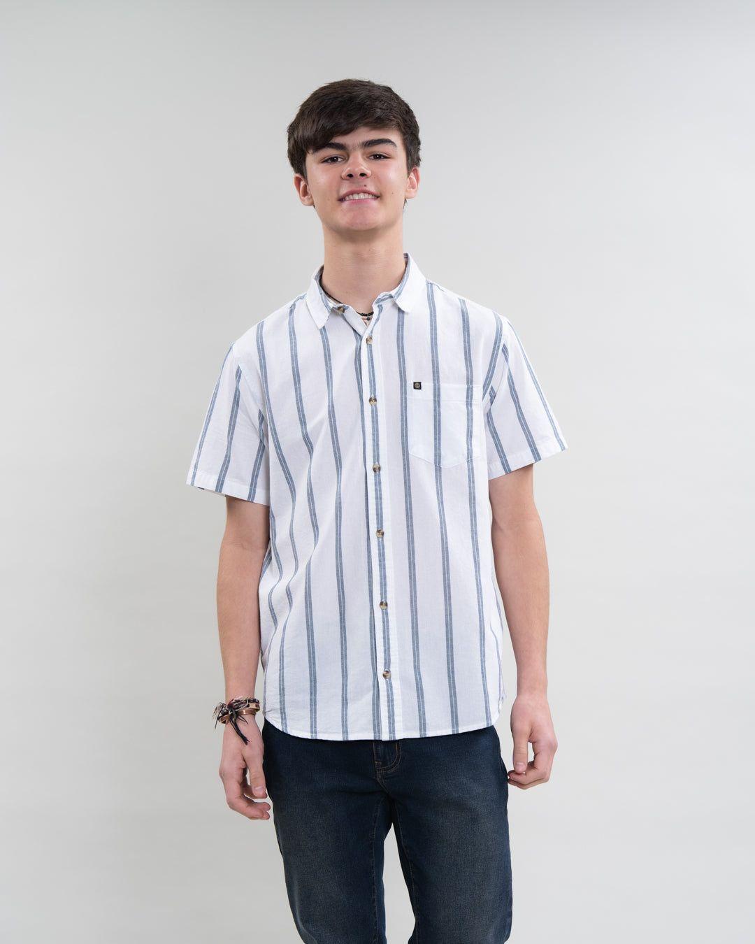 Camisa manga corta a Rayas Algodón YV5389 Polemic-0