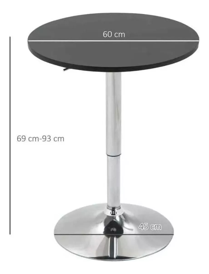 Mesa Bar Altura Ajustable 60x93cm Diámetro Terraza Comedor-1