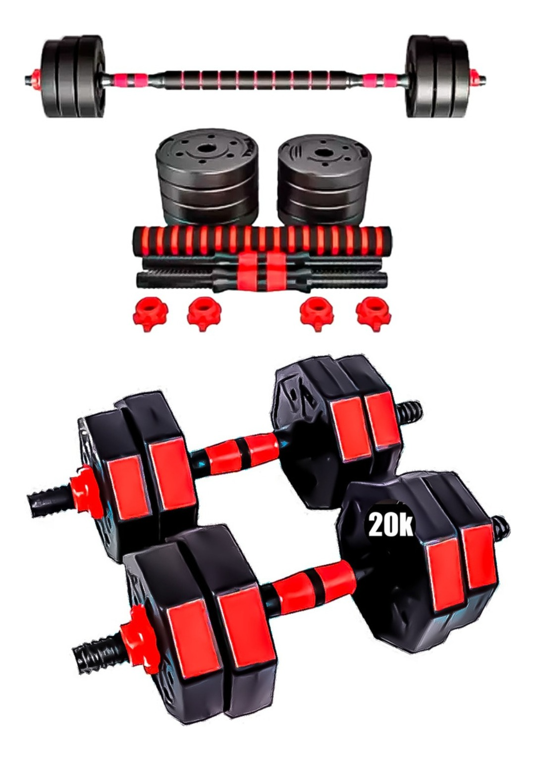 Set Mancuernas Pesas Ajustables 20kg Fitness Hexagonal-2