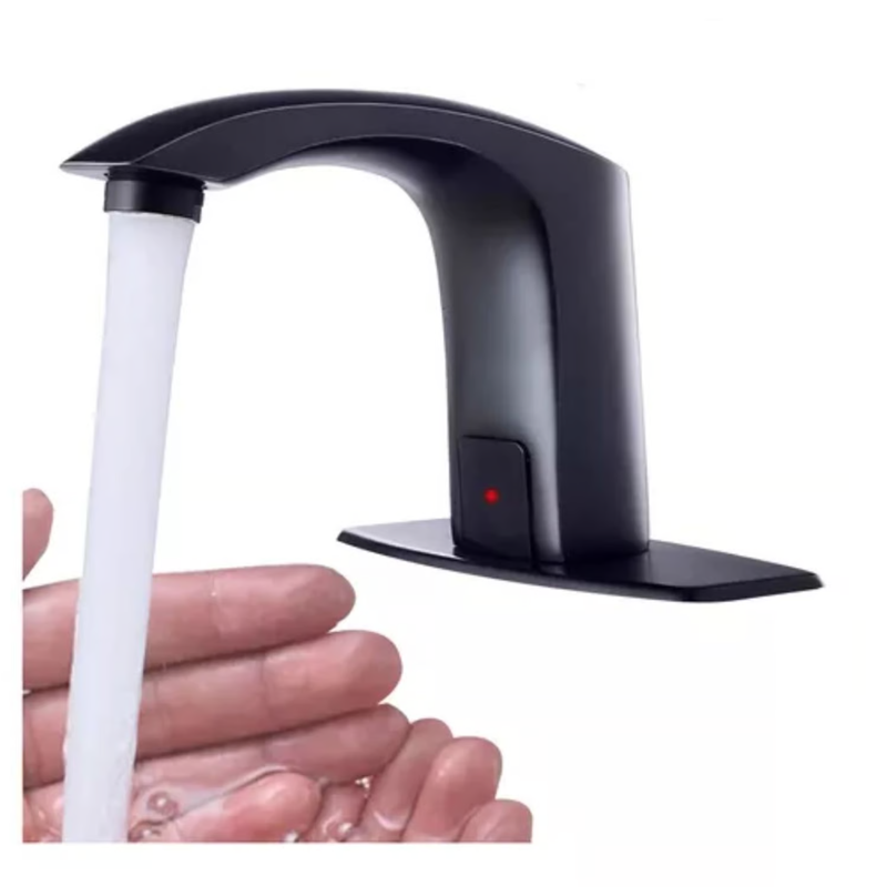 Llave Griferia Lavamanos Acero Sensor Apertura Automatico Negro-0