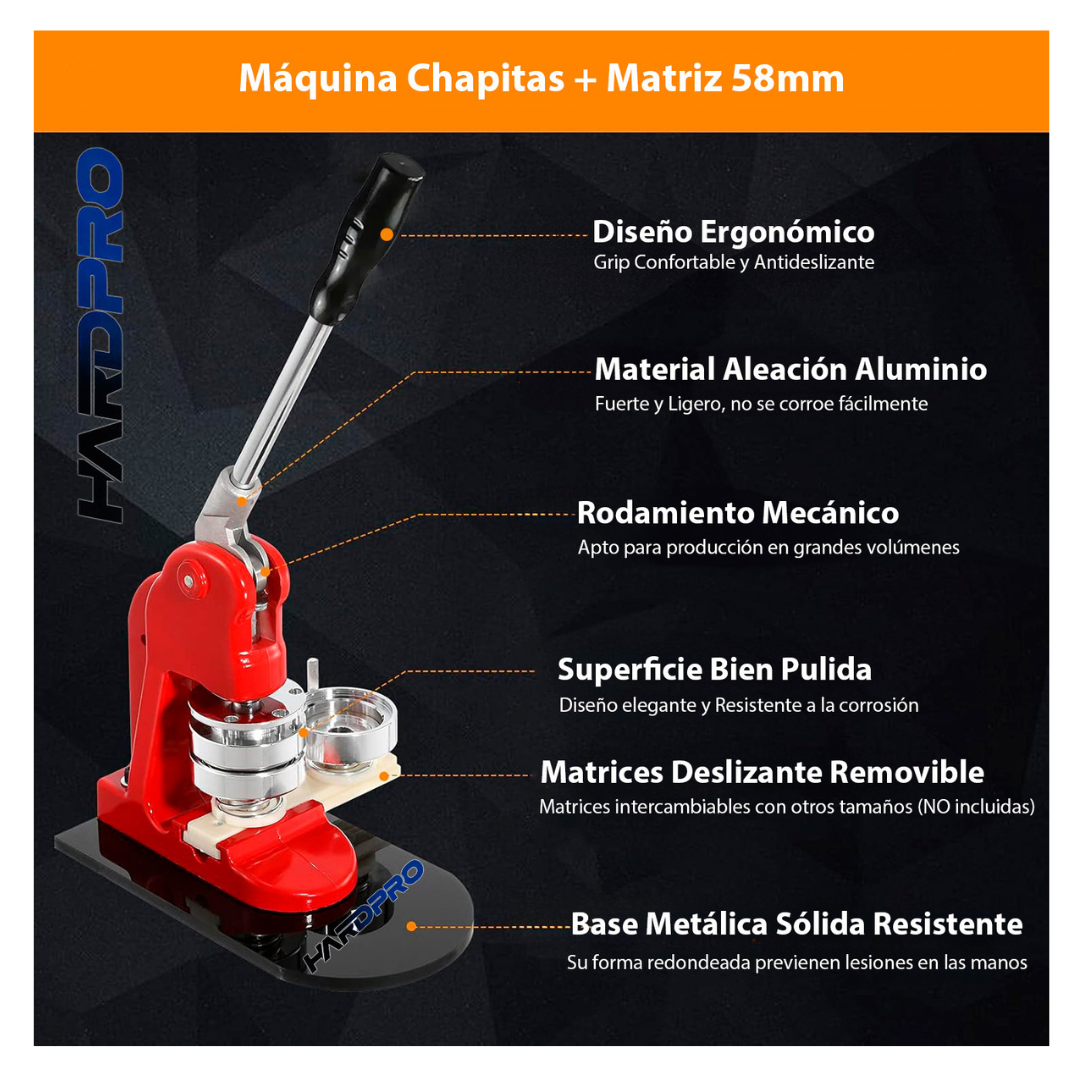 Maquina Prensa De Chapitas Con Matriz 58mm Con 100 Chapitas-5