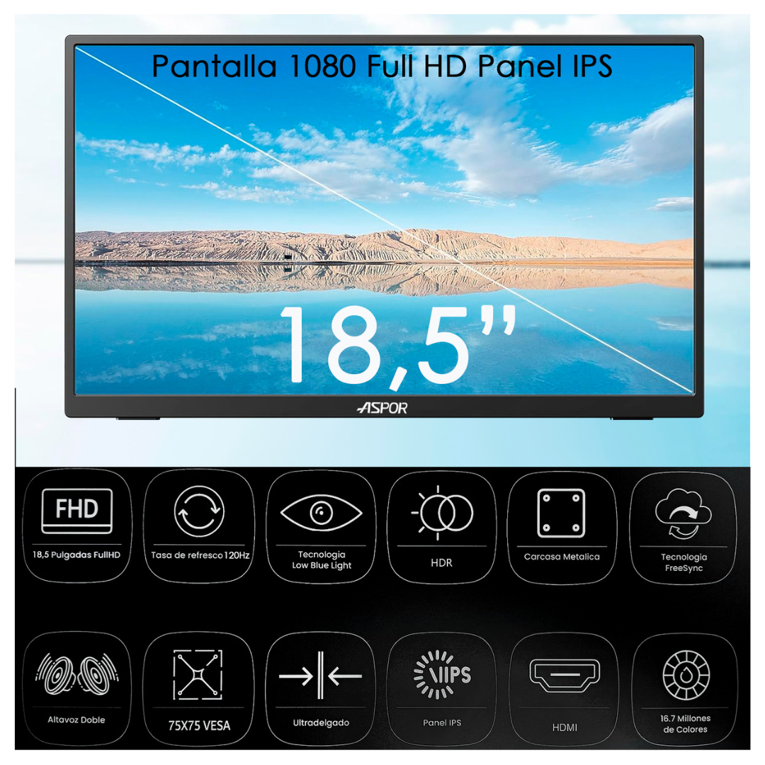 Monitor Portatil 18.5 120hz Full Hd Con Parlante Y Case-4
