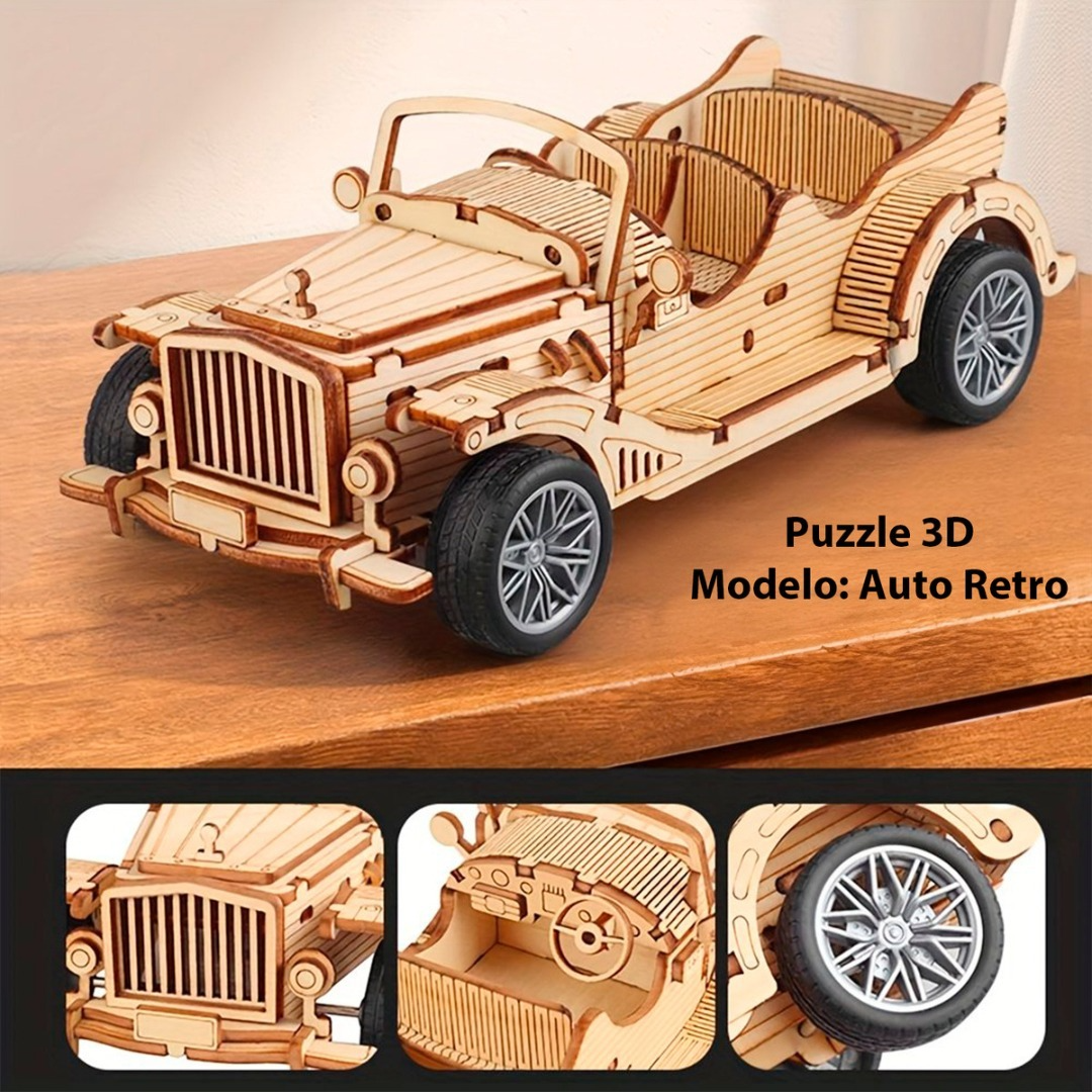 Puzzle 3d Madera Auto Clásico Armable Retro 65pcs Didáctico-2