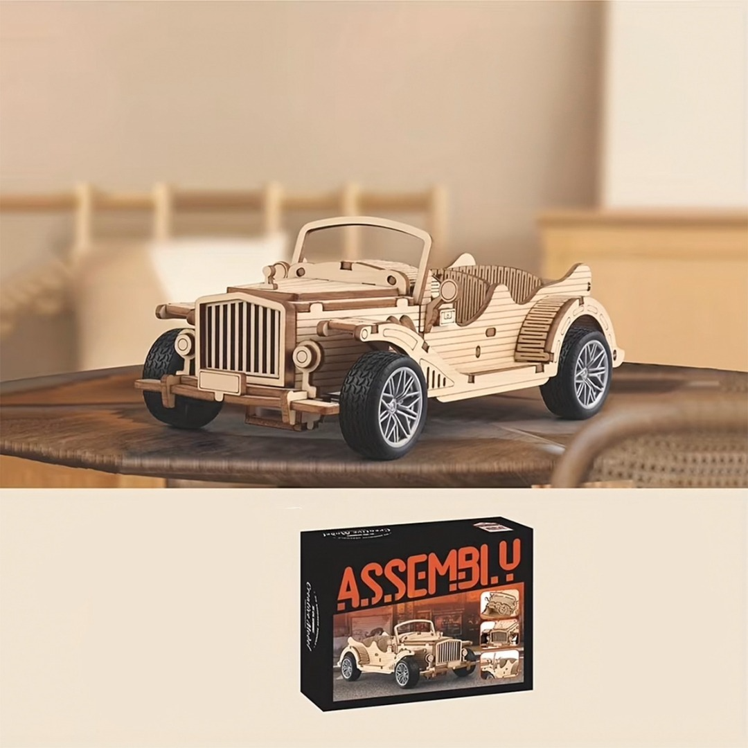Puzzle 3d Madera Auto Clásico Armable Retro 65pcs Didáctico-4