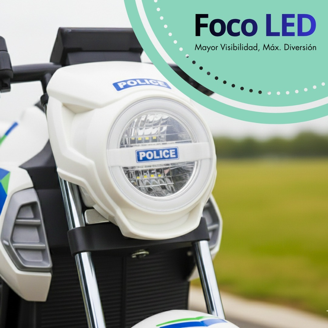 Auto Moto Electrica Montable Niños Policia Con Luz Led Iplay-2