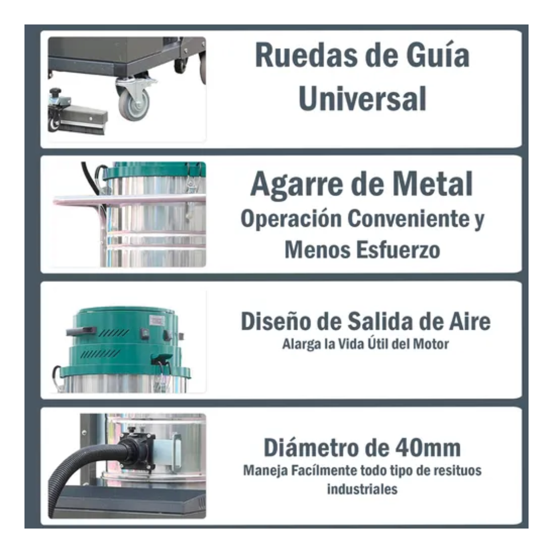 Aspiradora Industrial Hardpro 1500w Inalambrica 100l 40mm Verde-7