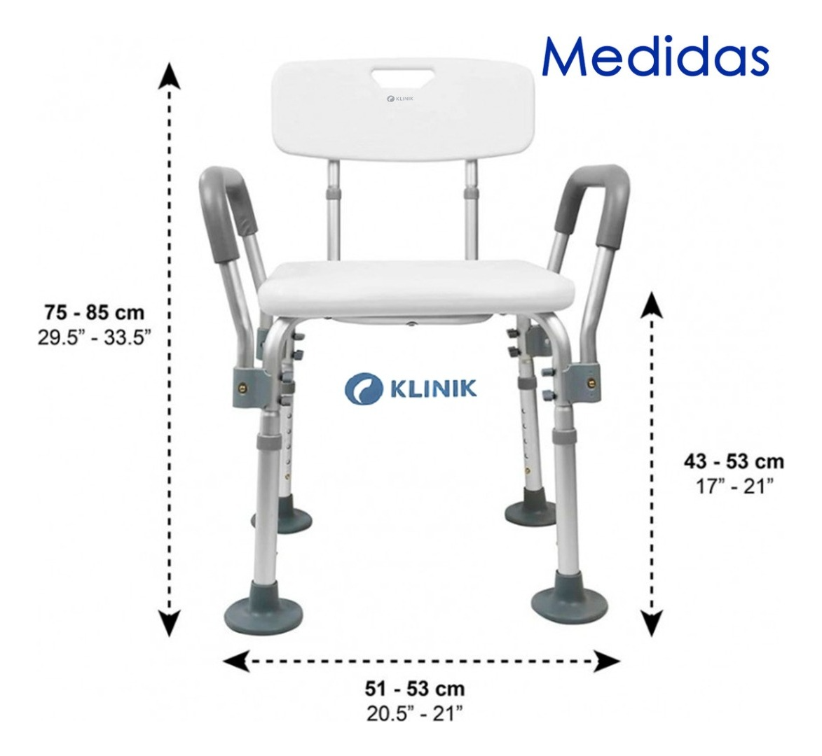 Silla Ducha Baño Discapacitado Respaldo Apoyabrazos-2