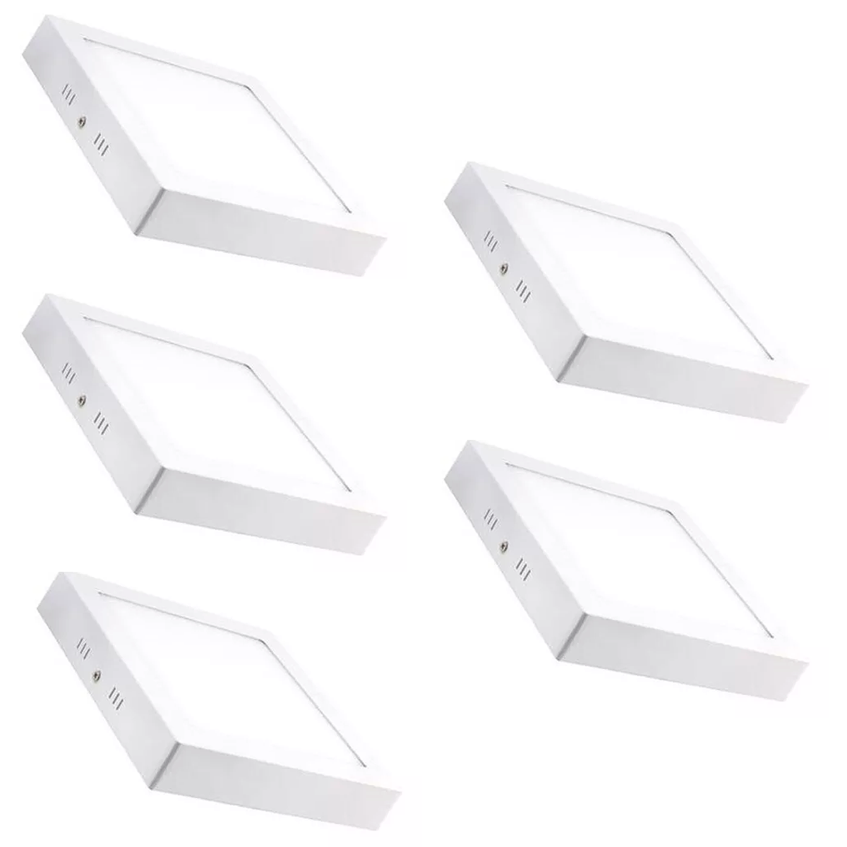 Pack 5 Foco Sobrepuesto Cuadrado 18w Luz Calido Panel Led Plafon-0