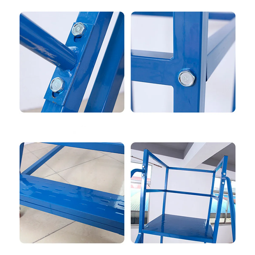 Escalera Industrial Tipo Avión 10 Peldaños 2,5m + Plataforma Azul-4