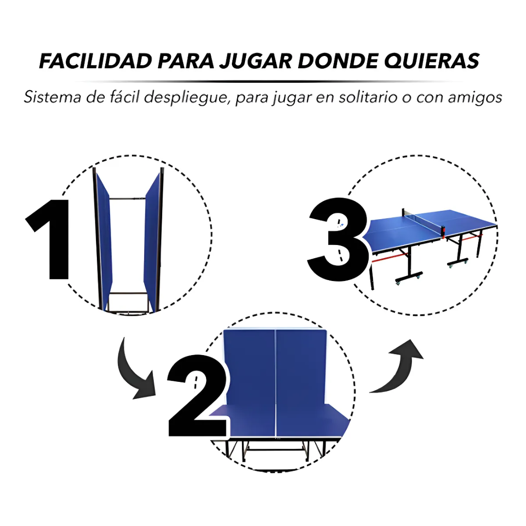 Mesa Profesional Ping Pong 274x152x76cm Madera Red Azul-3
