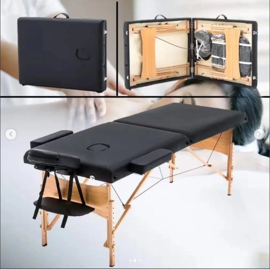 Camilla Para Masajes Con Apoyo Facial De Madera 1.8m Negra-5