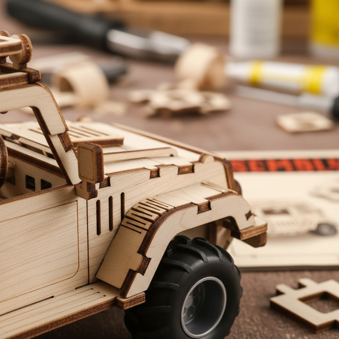 Auto Puzzle Jeep 3d Madera Armable 125pcs Didáctico 20 Cm-4