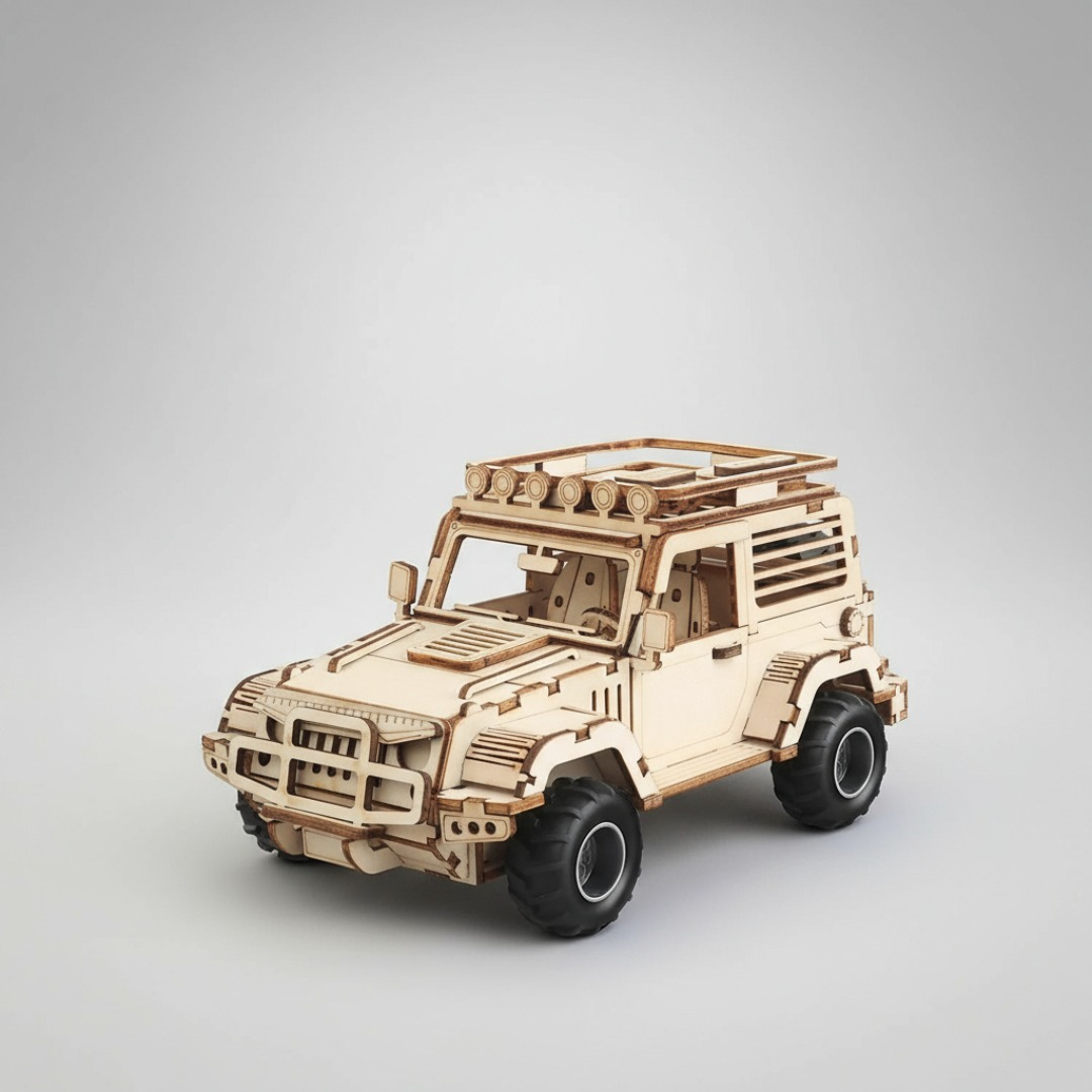Auto Puzzle Jeep 3d Madera Armable 125pcs Didáctico 20 Cm-6