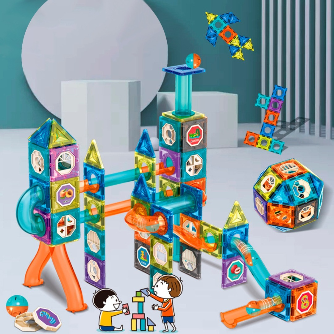 Bloques Magneticos 2 En 1 De Bolas 3d Balde 132pzs Tobogan-4
