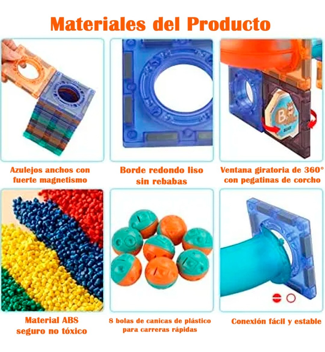 Bloques Magneticos 2 En 1 De Bolas 3d Balde 132pzs Tobogan-7