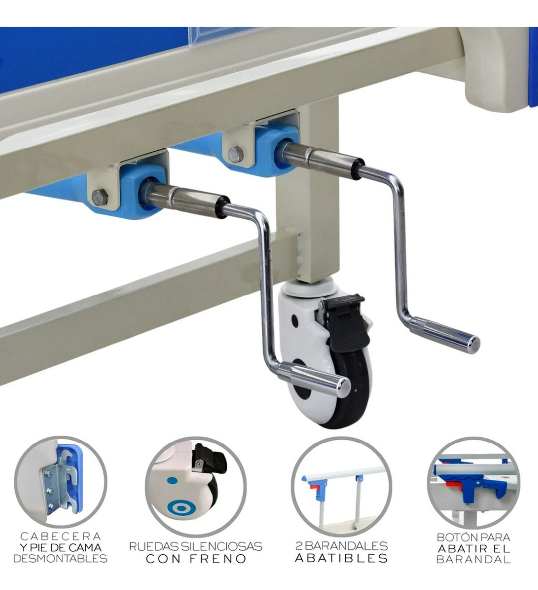 Cama Clínica Catre Manual Articulado 260kg Colchon Y Bandeja-3