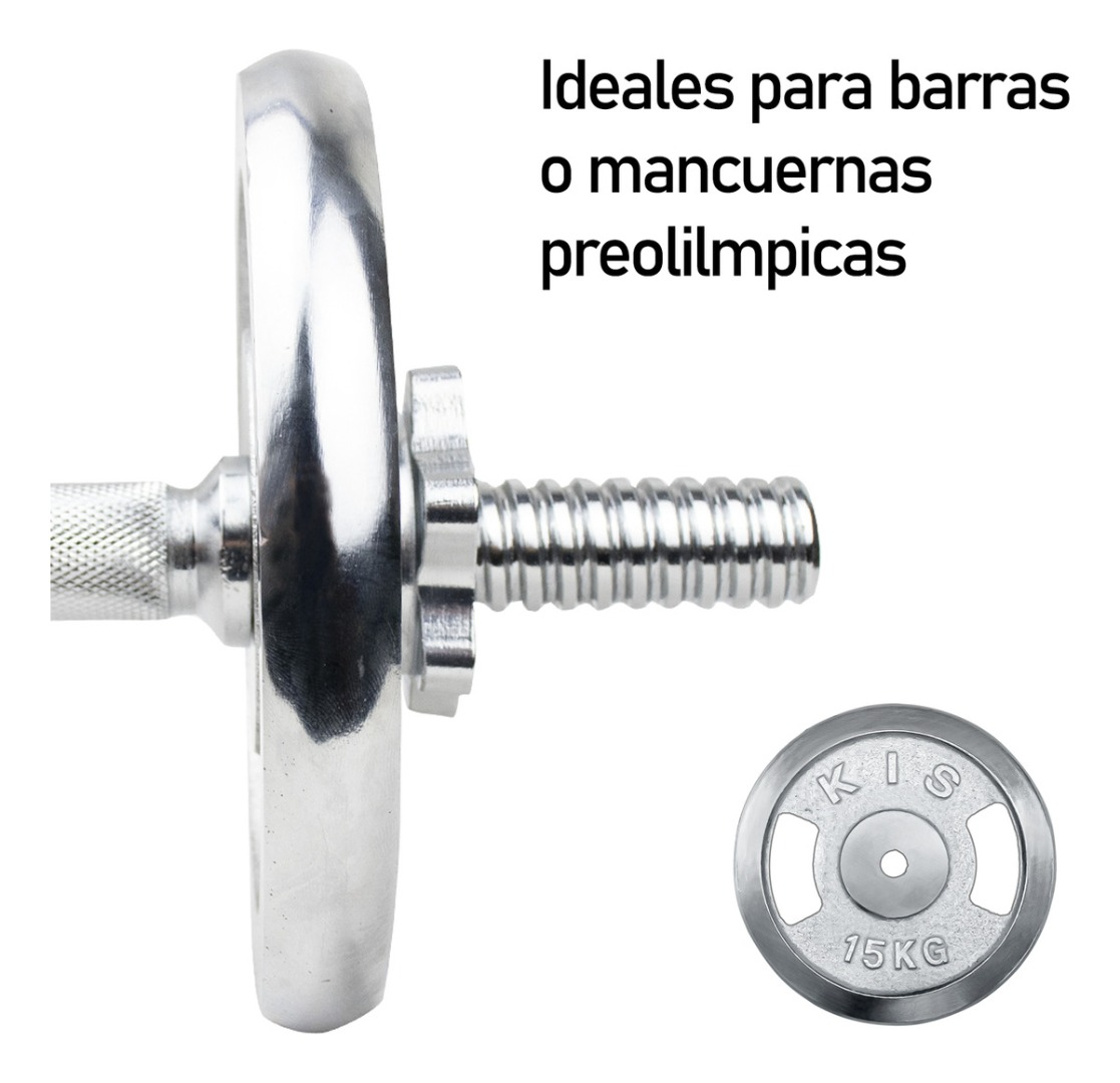 Disco Preolímpico 20kg Cromado Pesas Profesional Con Agarres-5