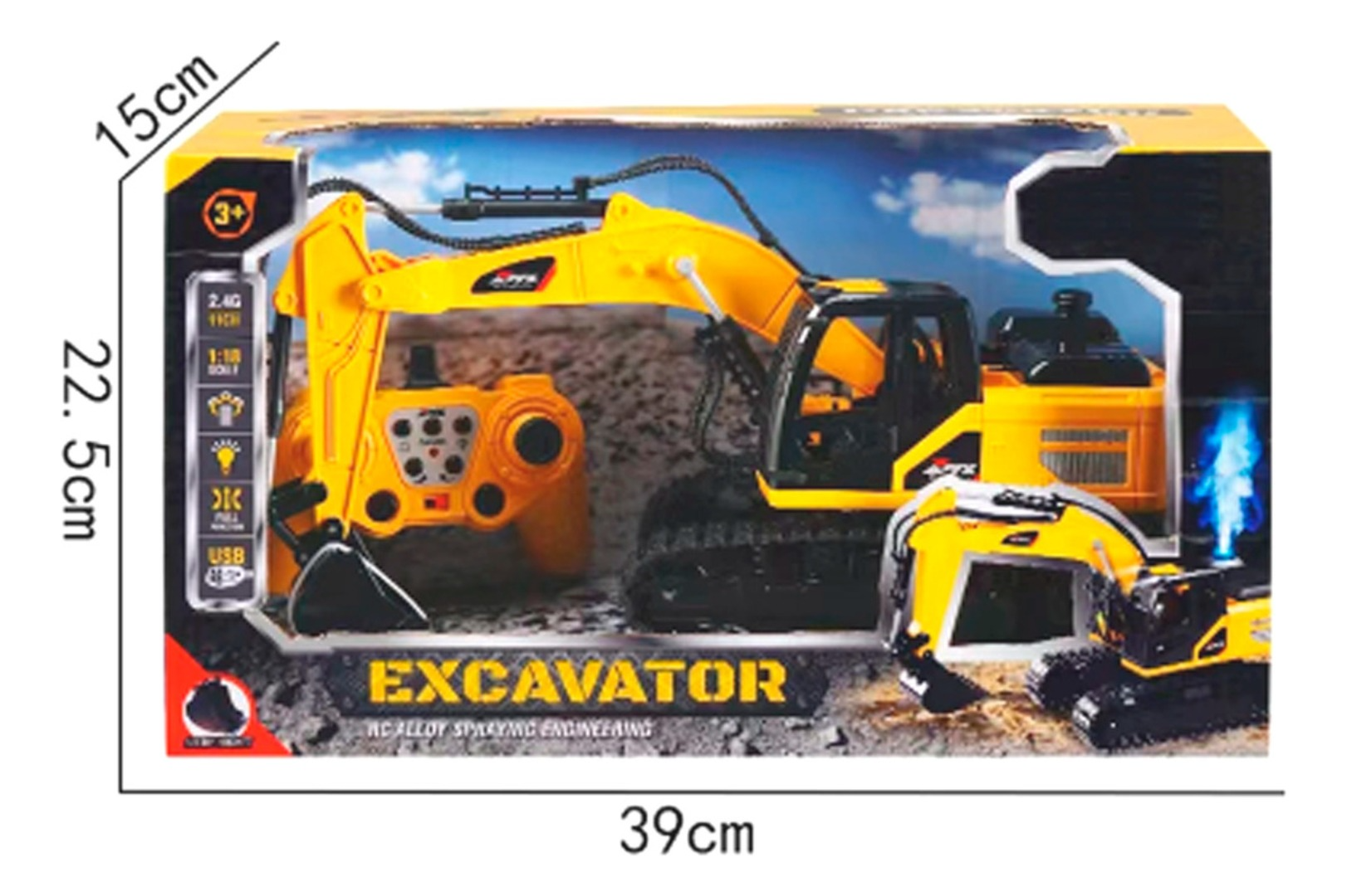 Auto A Control Excavadora Con Luces Humo Brazo Electrico 112-5